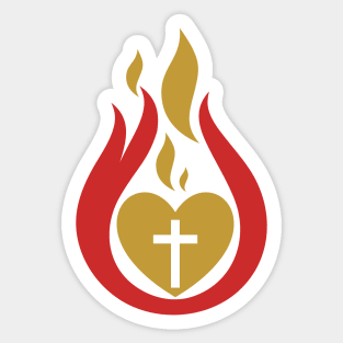 Christian illustration. Burning Christian heart. Sticker